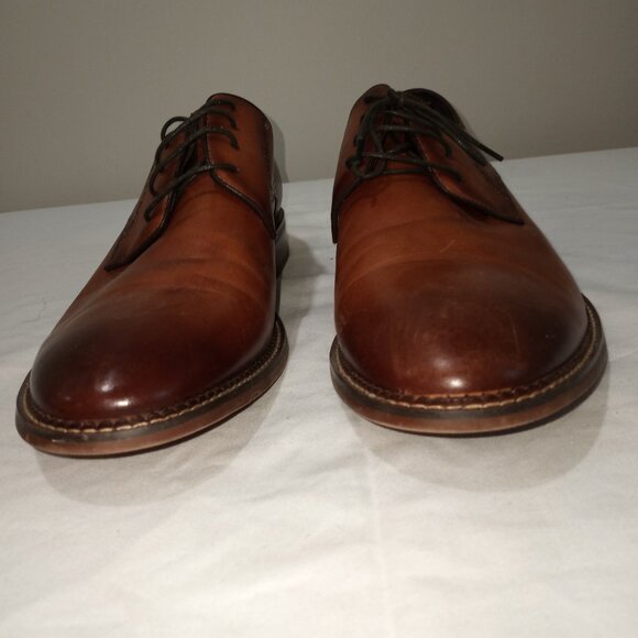 ZANZARA DERBY MENS DRESS SHOE BROWN SIZE 13 LEATHER STITCHED SOLE - Picture 3 of 9